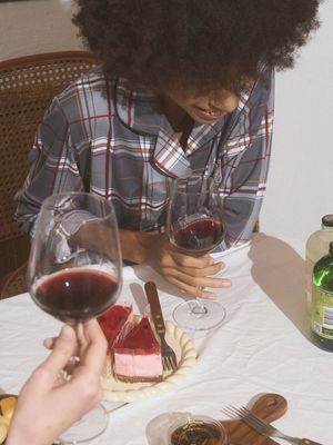 소프킨 그레이체크 카라 커플 잠옷 세트