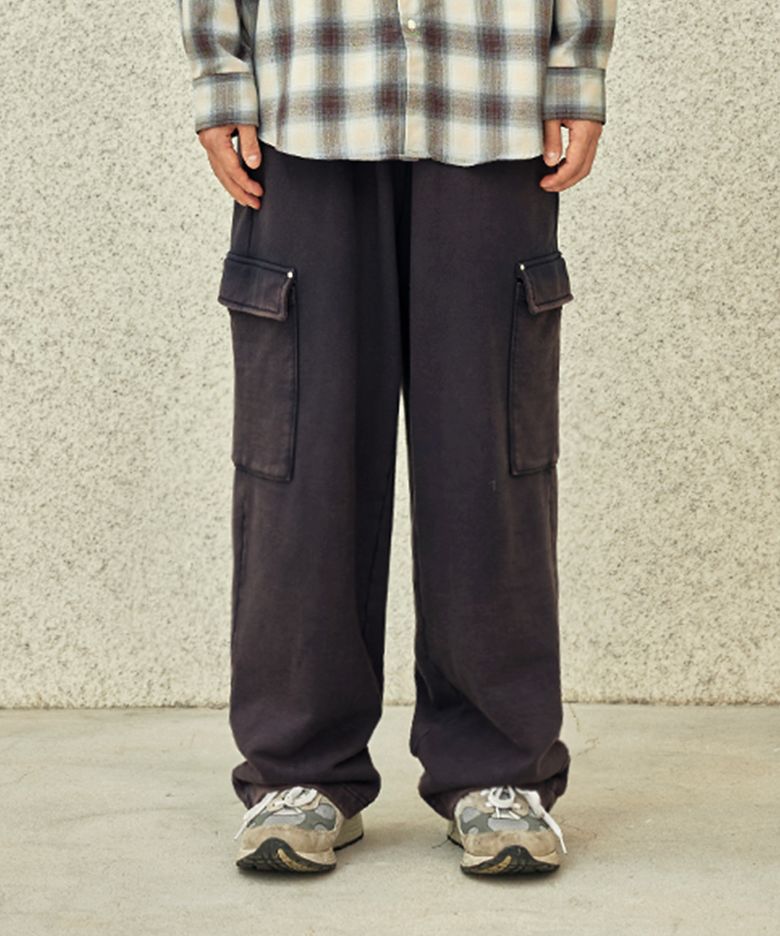 WASHED DYING CARGO SWEAT PANTS (NAVY)