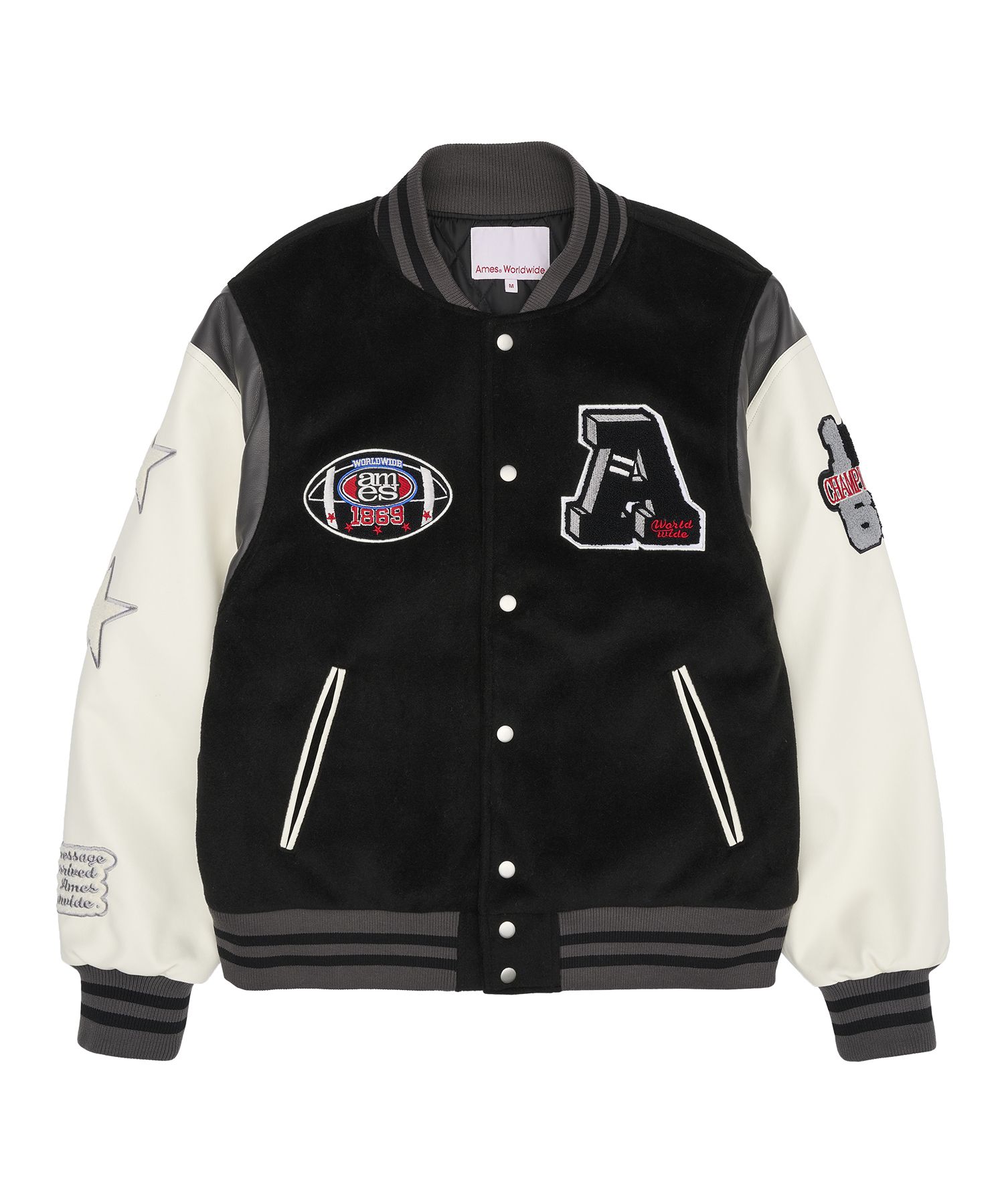 MUSINSA | AMES-WORLDWIDE FOOTBALL VARSITY JACKET BLACK