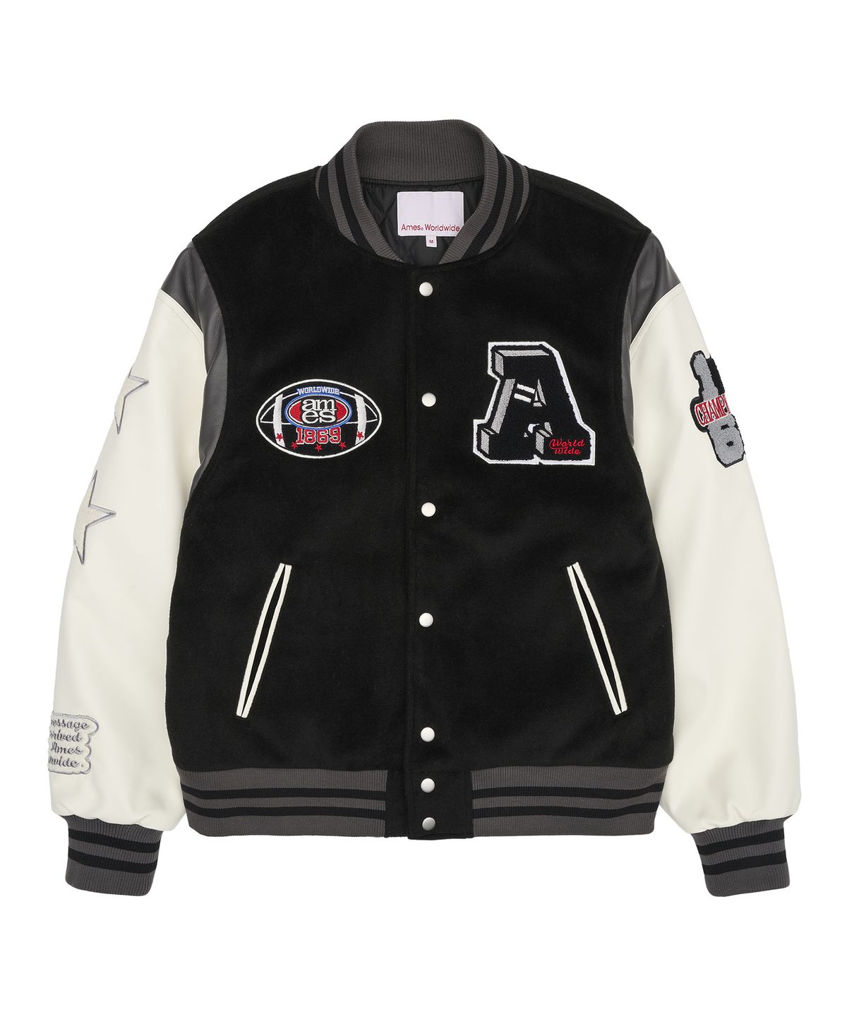 아메스 월드와이드(AMES-WORLDWIDE) FOOTBALL VARSITY JACKET BLACK (AM2DFUJ241A)