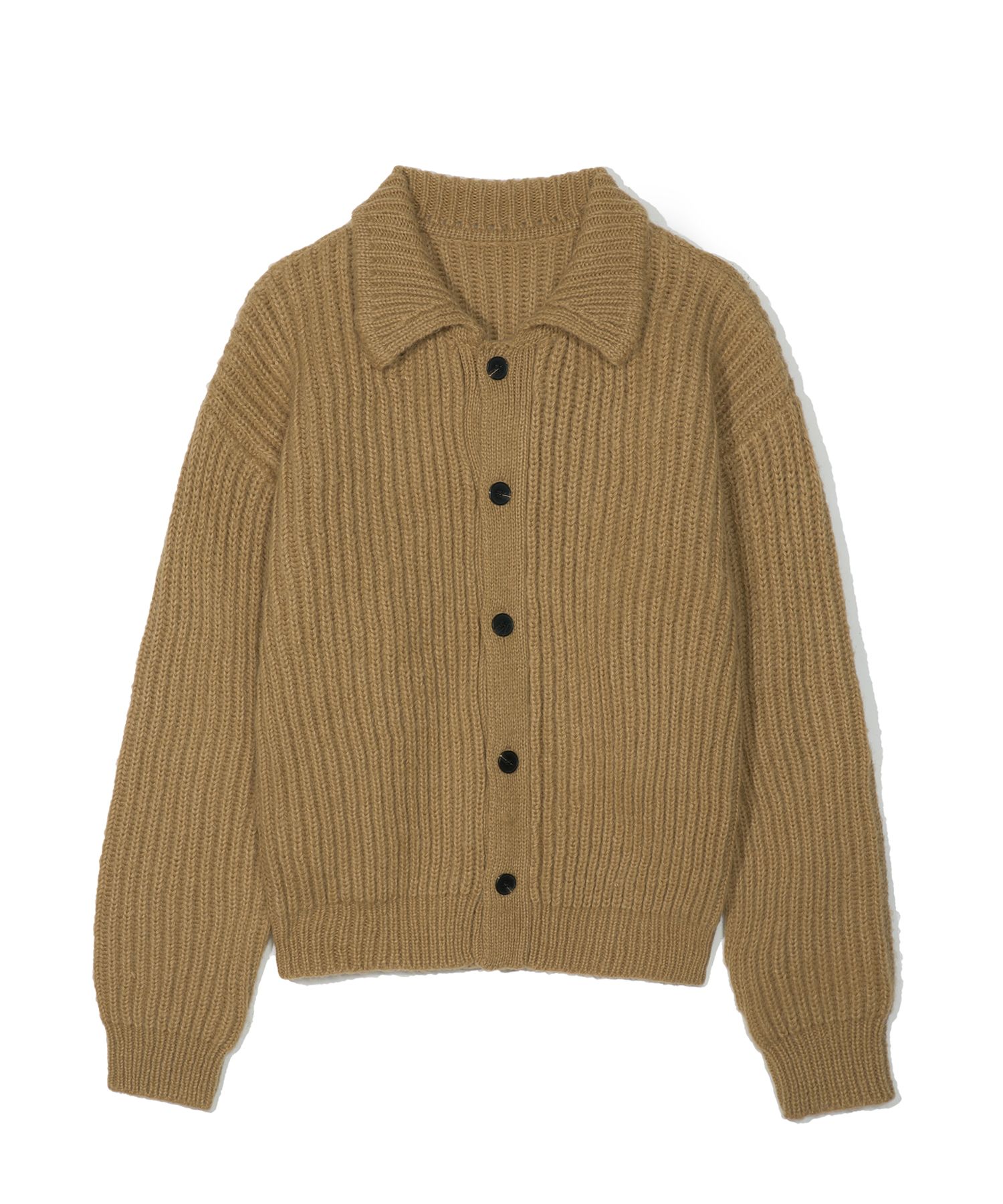 MUSINSA | PARTIMENTO Two-tone button cardigan camel