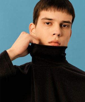 MEN 덤블 코튼 기모 웜 니트 목티 [블랙]