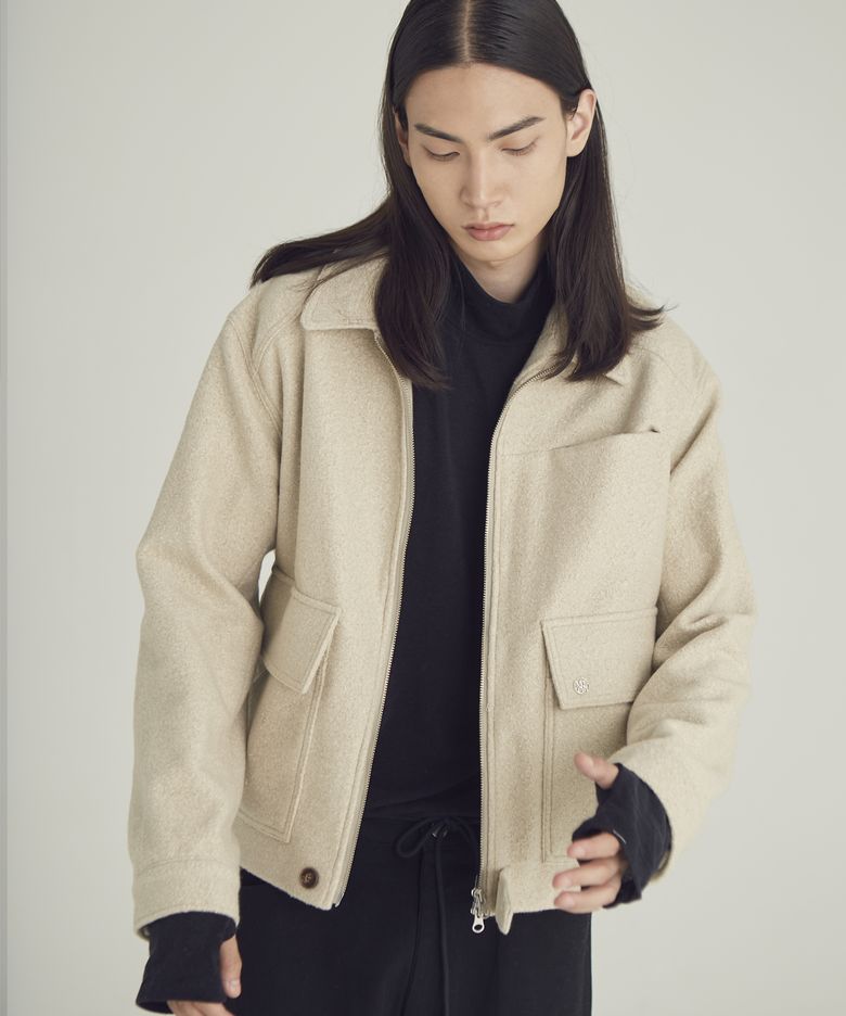 울 부클 블루종_크림