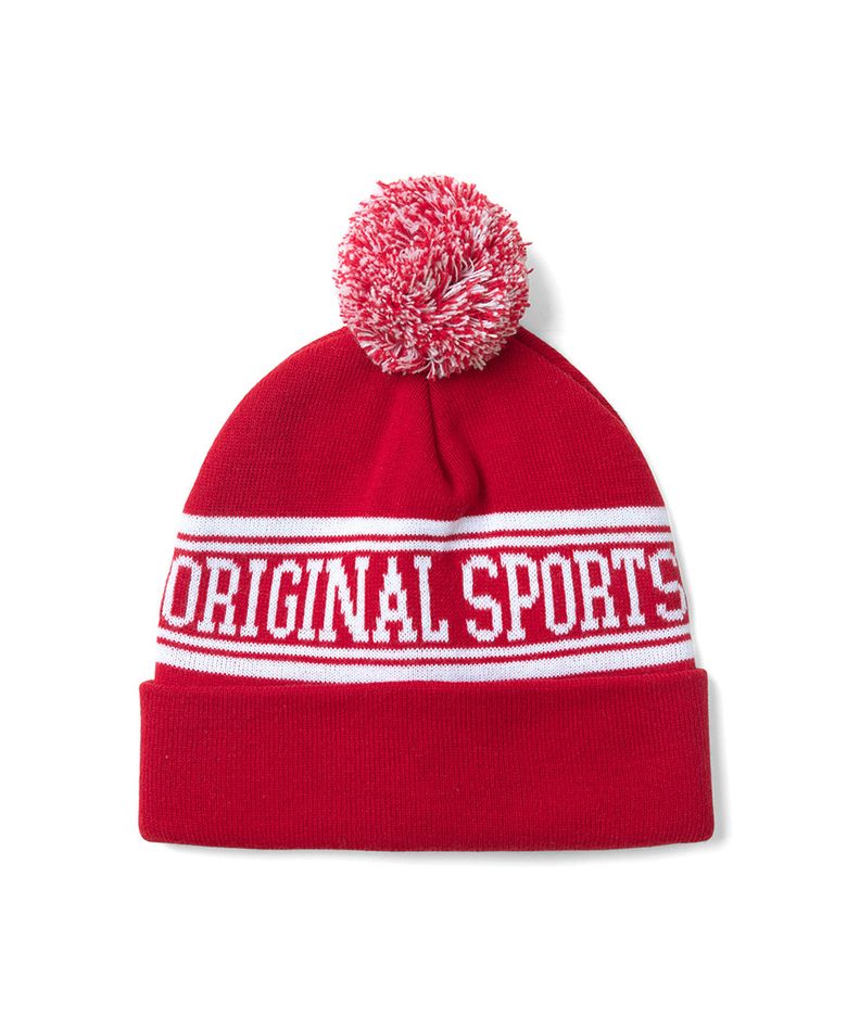 GRAPHIC POM POM BEANIE REDE