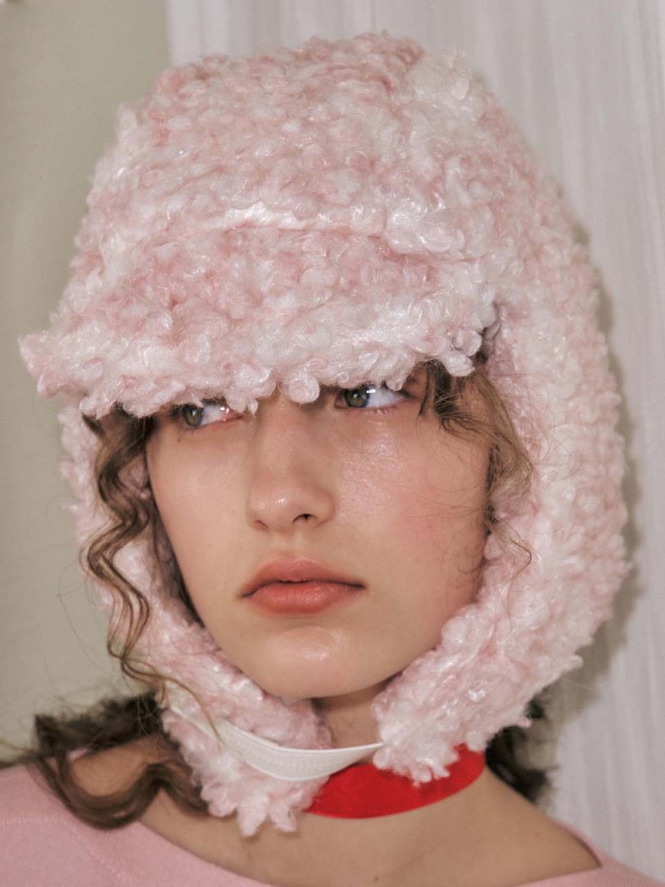POESIE DAME☆CURLY EARFLAP HAT MUSINSA | POESIEDAME CURLY EARFLAP HAT IN CLOUD PINK