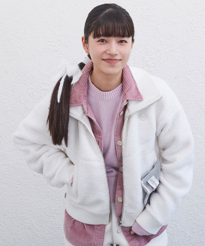 우먼 쉐르파 집업 자켓 아이보리