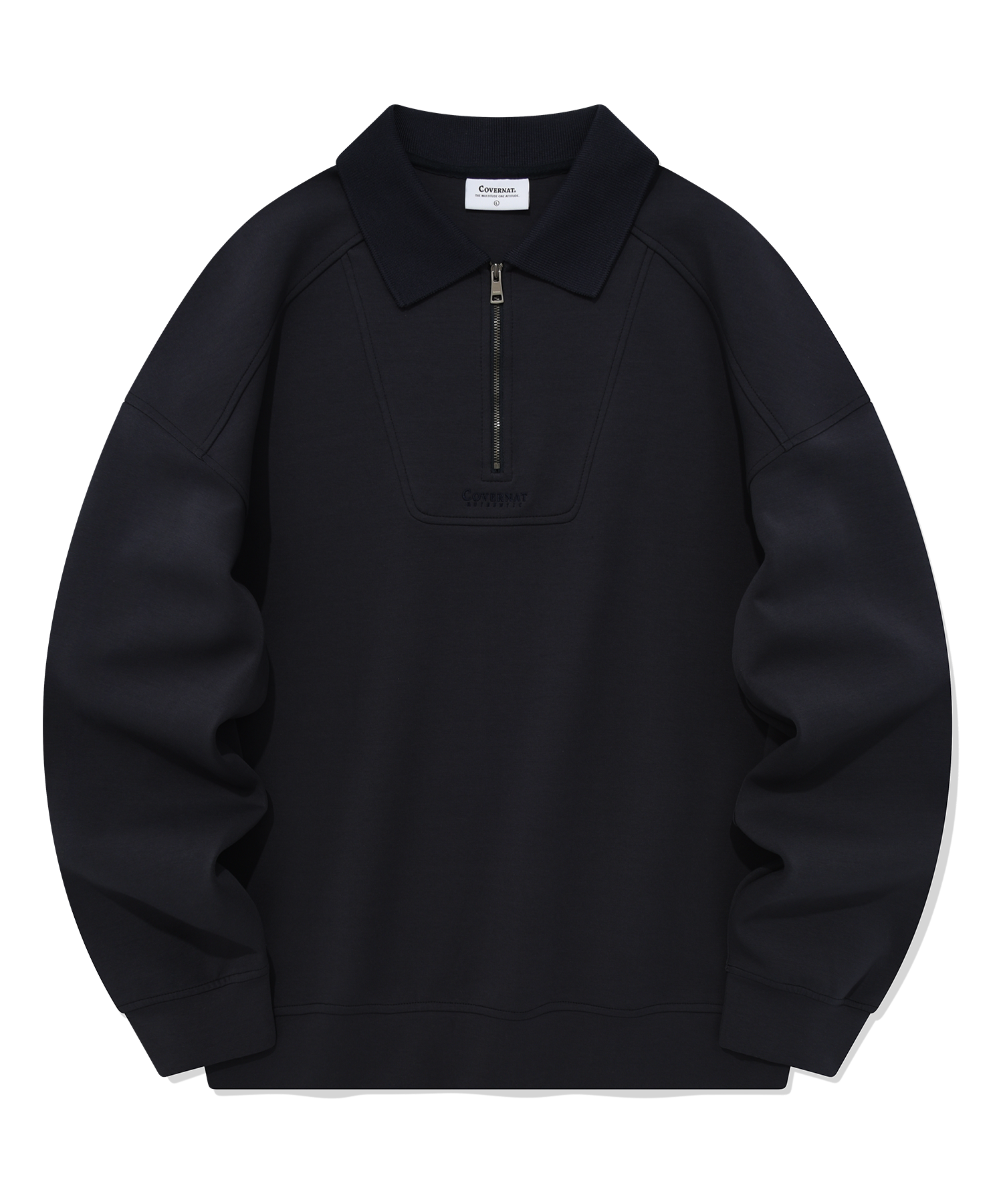 ★★COVERNAT★★ Rib collar half zip-up sweatshirt navy CO23 MUSINSA | COVERNAT Rib collar half zip-up sweatshirt navy