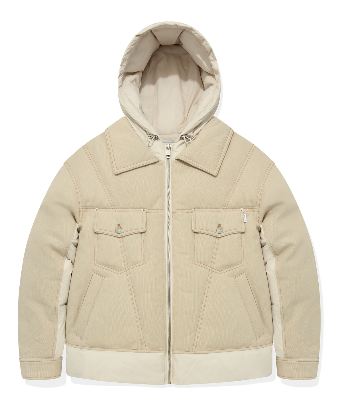 커버낫(COVERNAT) 트러커 후디 숏 푸퍼 아이보리