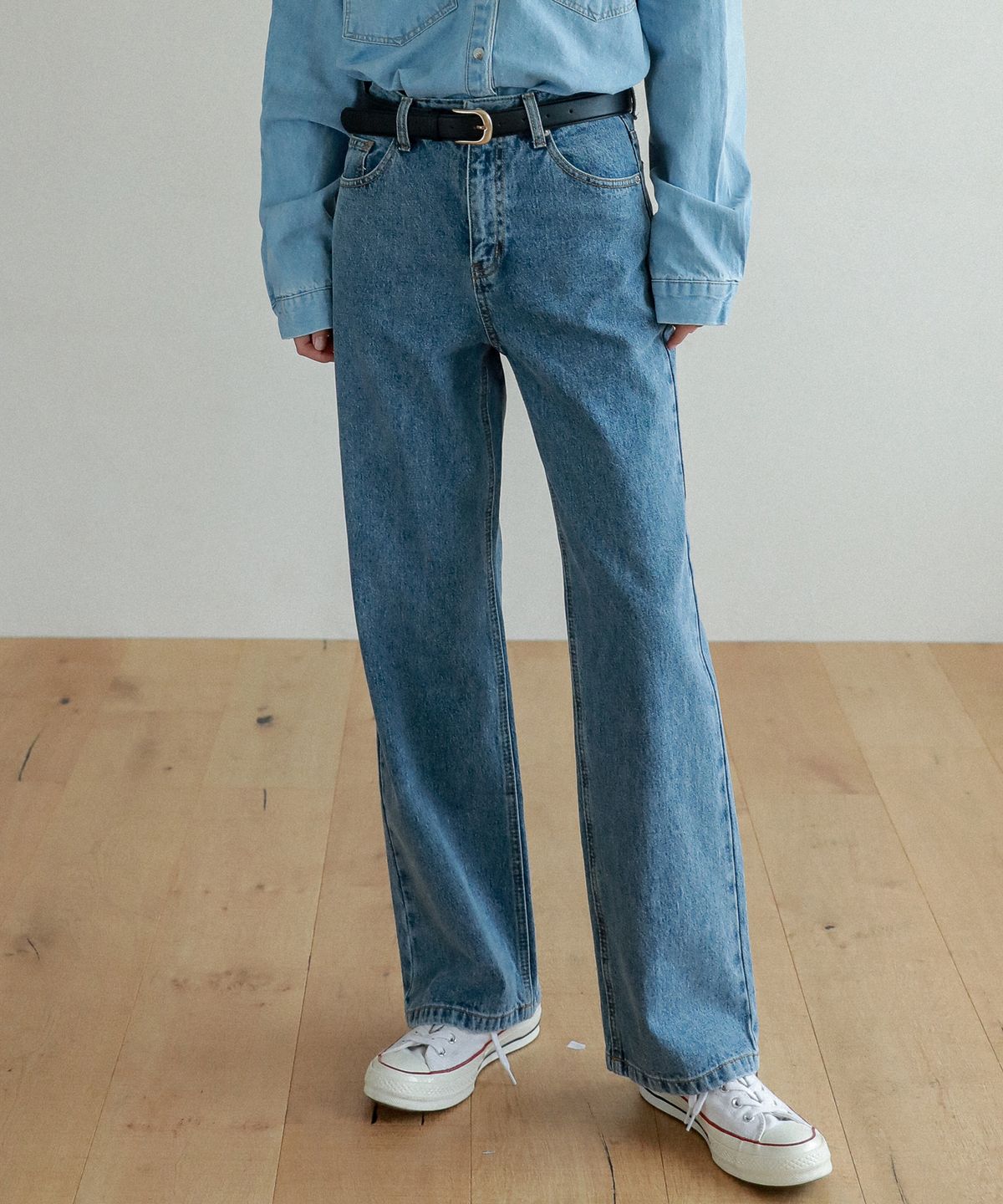 로시로우(LOSSYROW) Lossy  semi-wide denim pants_lightblue
