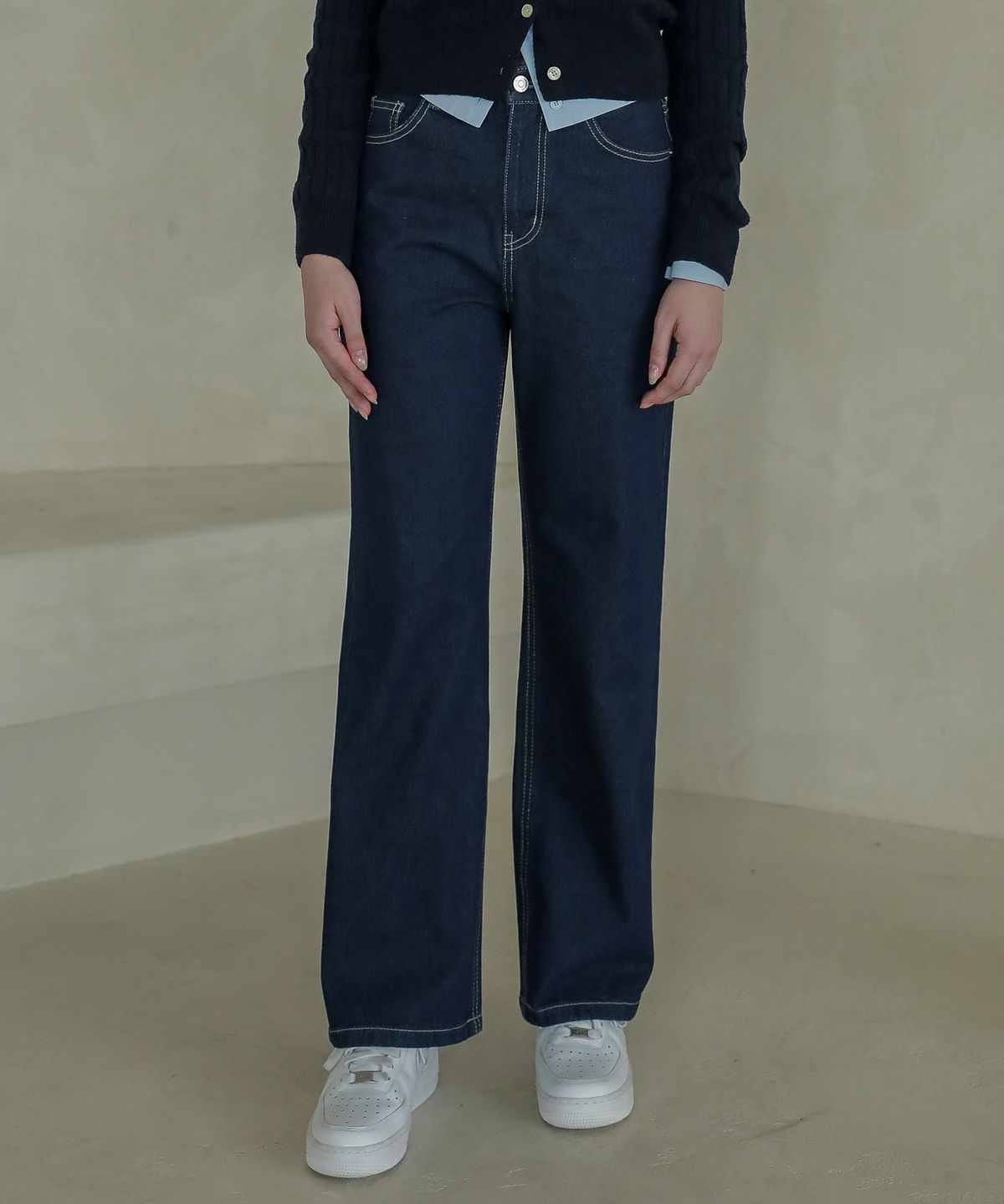 로시로우(LOSSYROW) Lossy  semi-wide denim pants_normalblue