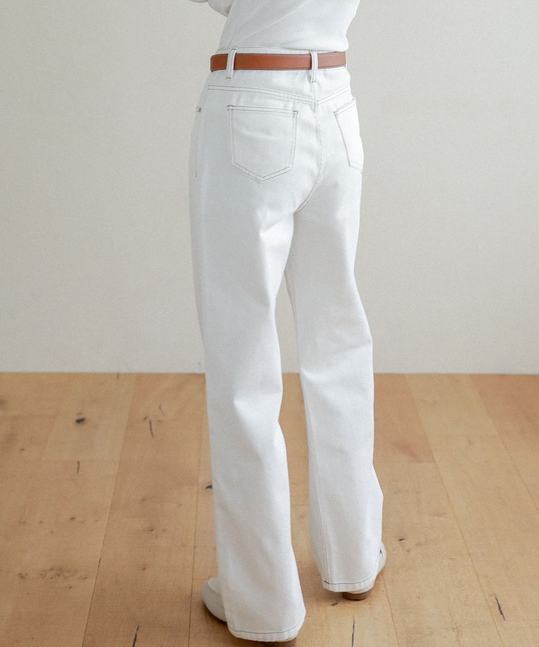 Lossy  semi-wide denim pants_white
