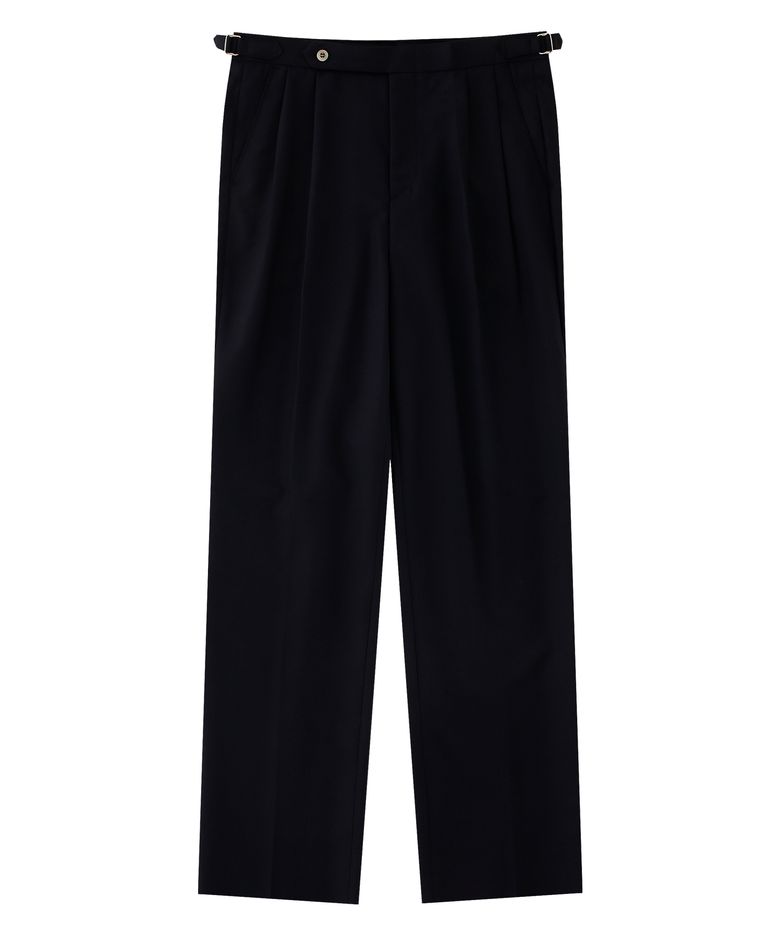 Tropical Wool soft adjust 2Pleats relaxed Trousers (Navy)