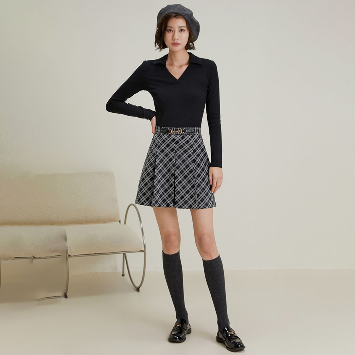 랭썬(LANGSON) LS_Vintage A-line pleated skirt
