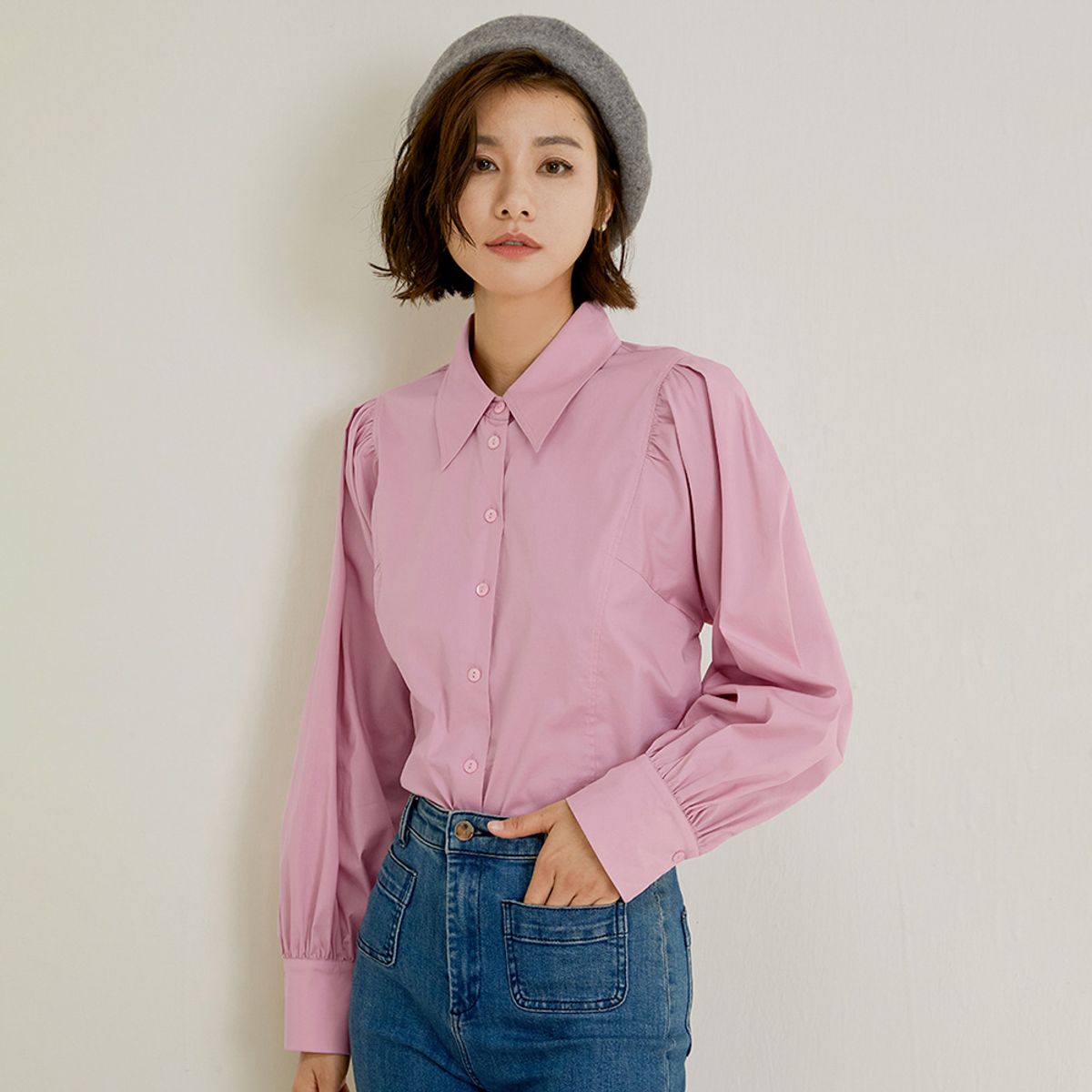 랭썬(LANGSON) LS_Puff long sleeved shirt_PINK