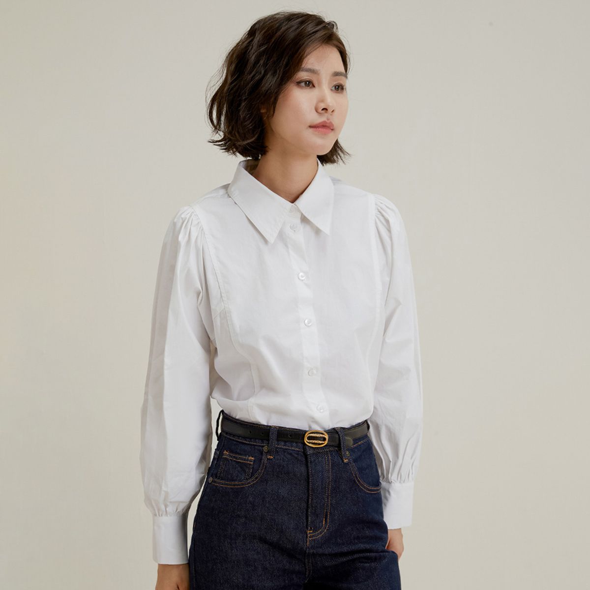 랭썬(LANGSON) LS_Puff long sleeved shirt_WHITE