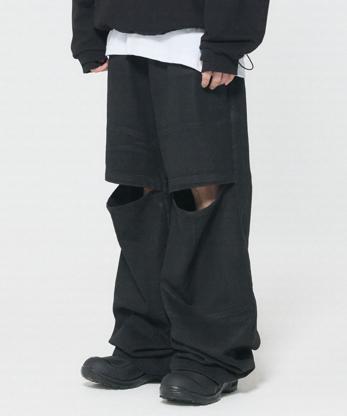 스키즘 인듀싱(SCHISM INDUCING) BIG BIKER PANTS, BLACK