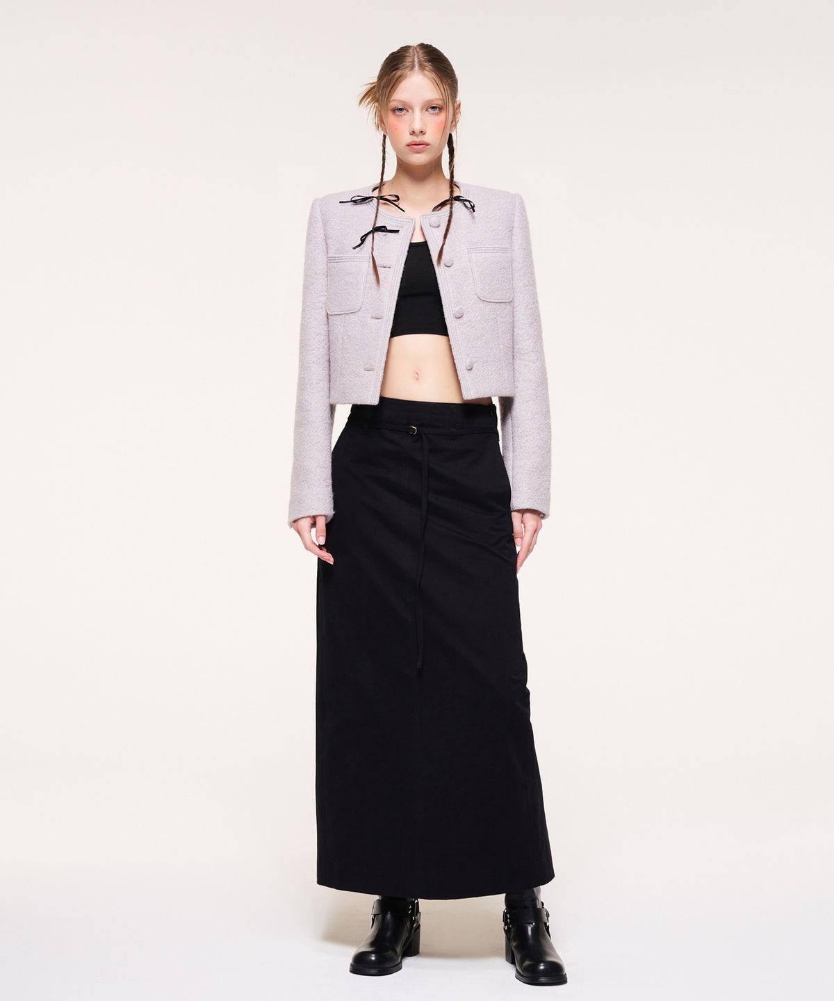 에트몽(ETMON) Belt Long Skirt, Black