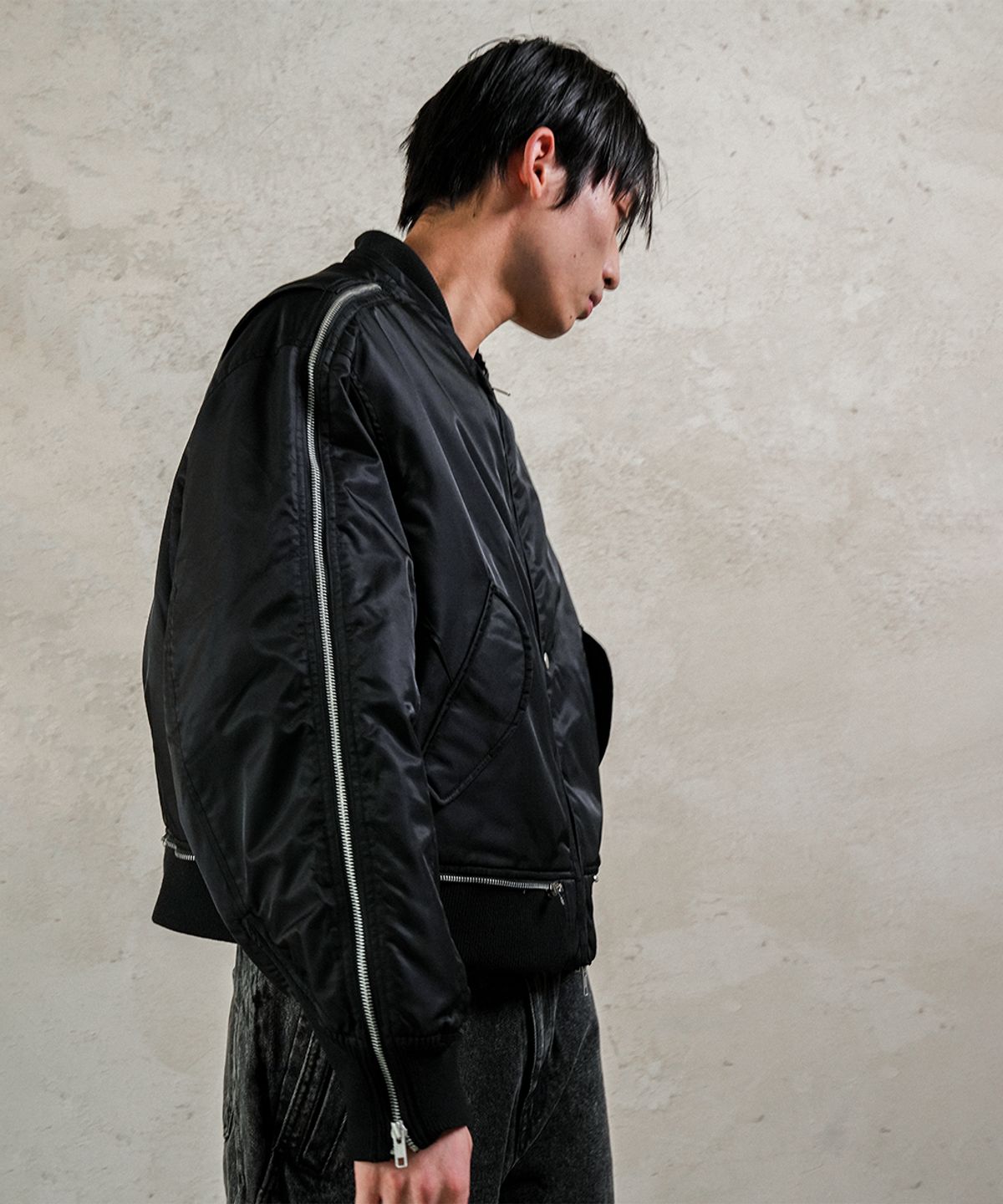 그레일즈(GRAILZ) MULTI ZIPPER MA-1 JACKET [BLACK]