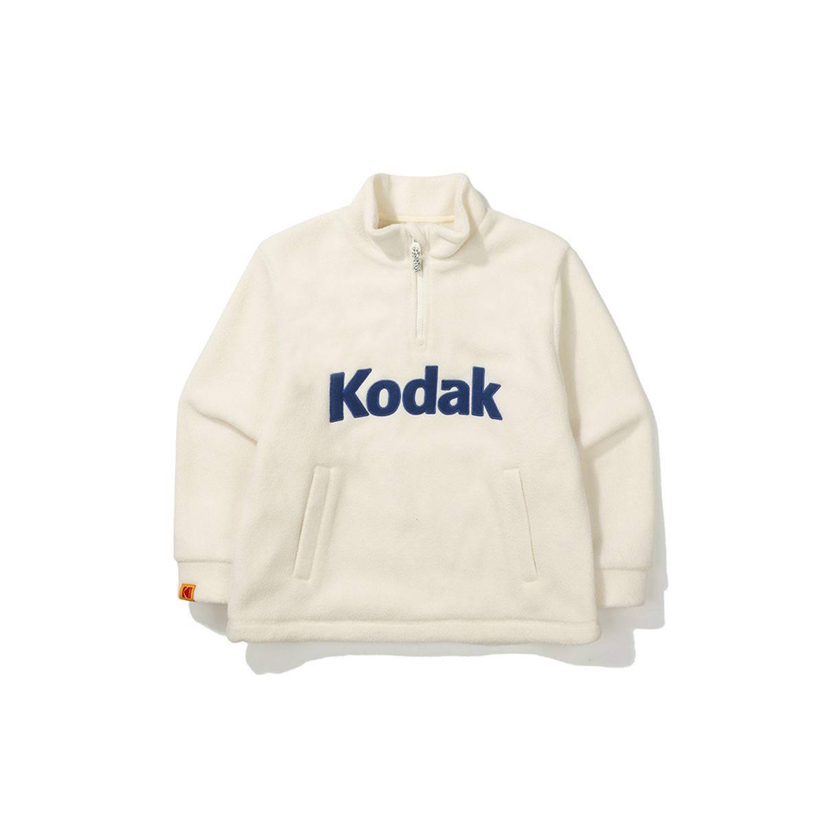 코닥 키즈(KODAK KIDS) 컬러로고 마이크로플리스 반집업 맨투맨 키즈 IVORY