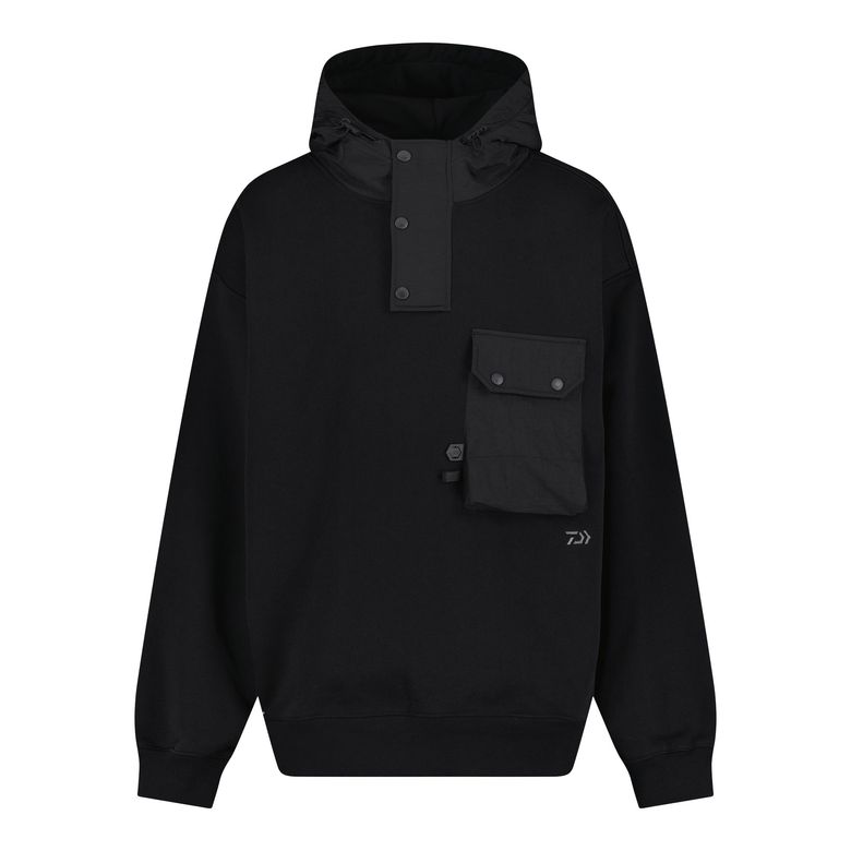 [SPECLIFE] Woven Mix Hoodie Black