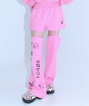 0 7 컷아웃 이모지 팬츠 - 핑크