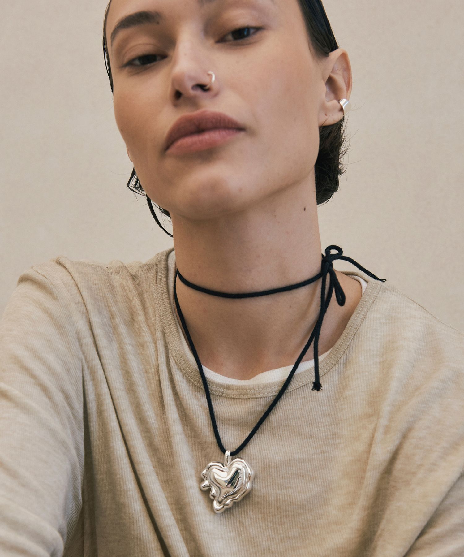Third movement★韓国 人気★Big Melting Heart String Necklace MUSINSA公式 | THIRD MOVEMENT Big Melting Heart String Necklace