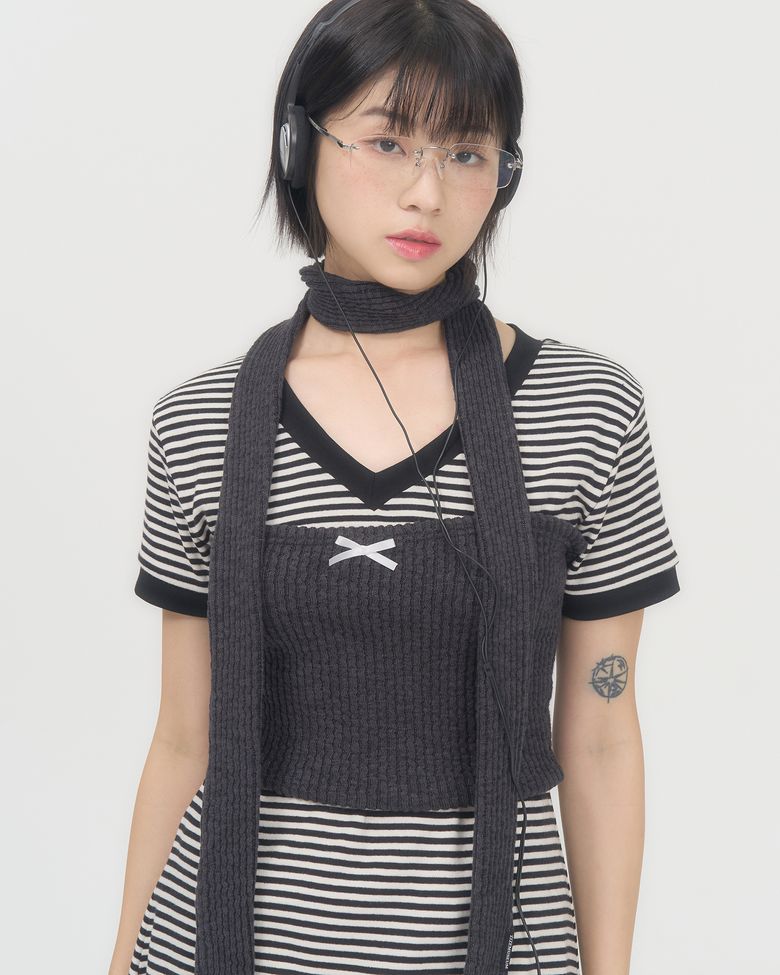 KNIT TUBE TOP MUFFLER (CHARCOAL)