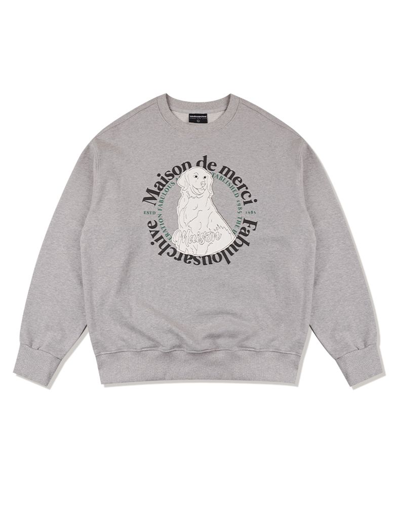 UNISEX 메종 리트리버패치 헤비테리 맨투맨 멜란그레이(FCD3TS802M)