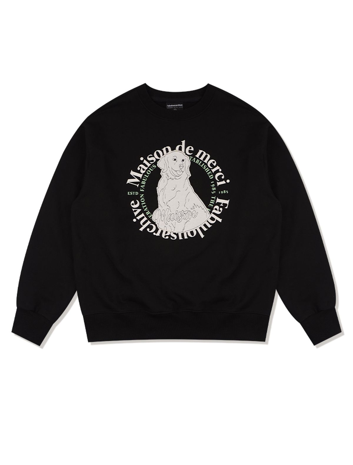라 메종 스튜디오(LA MAISON STUDIO) UNISEX 메종 리트리버패치 헤비테리 맨투맨 블랙(FCD3TS802M)