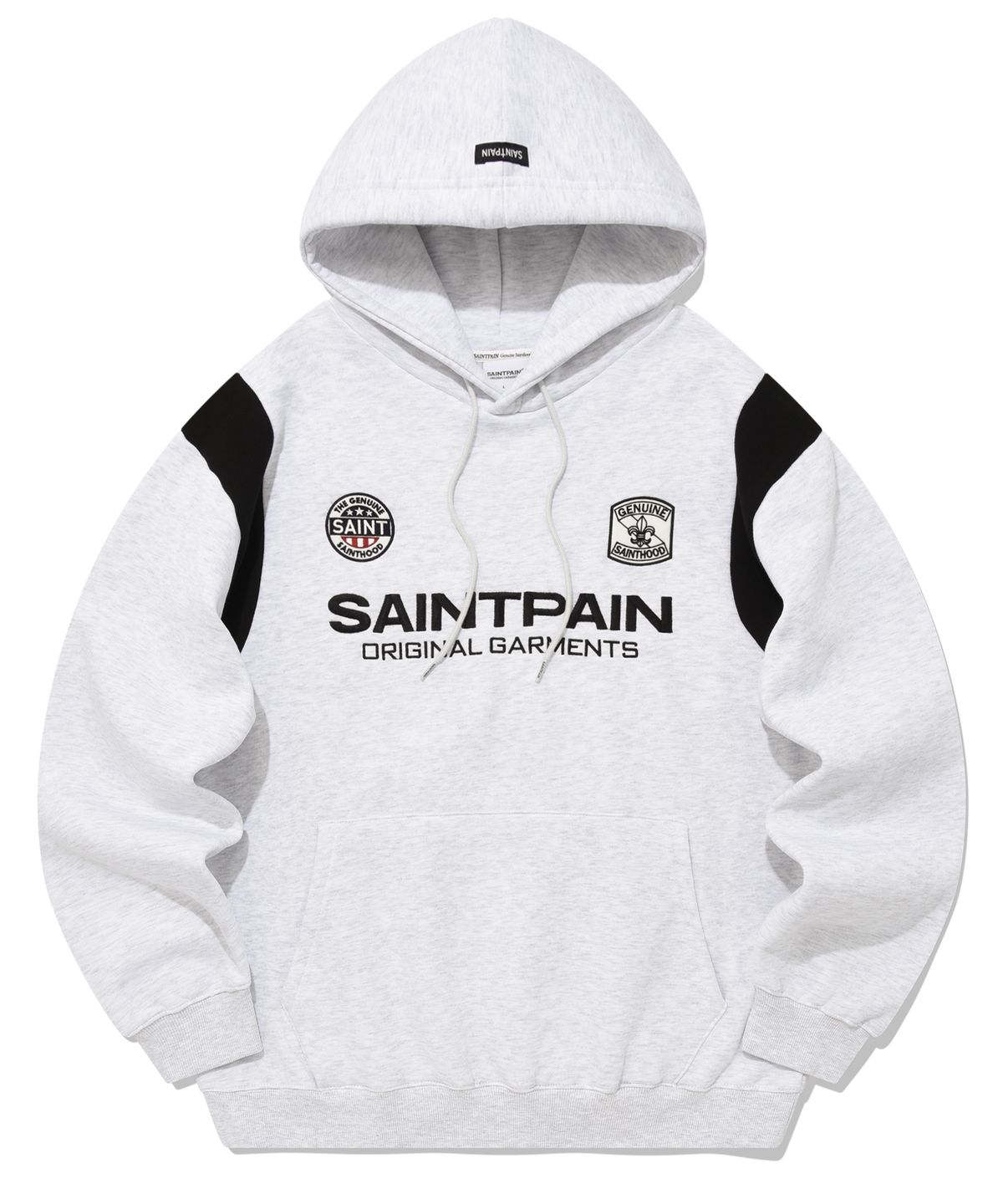 세인트페인(SAINTPAIN) SP 세인트 클럽 바시티 후드-애쉬 멜란지