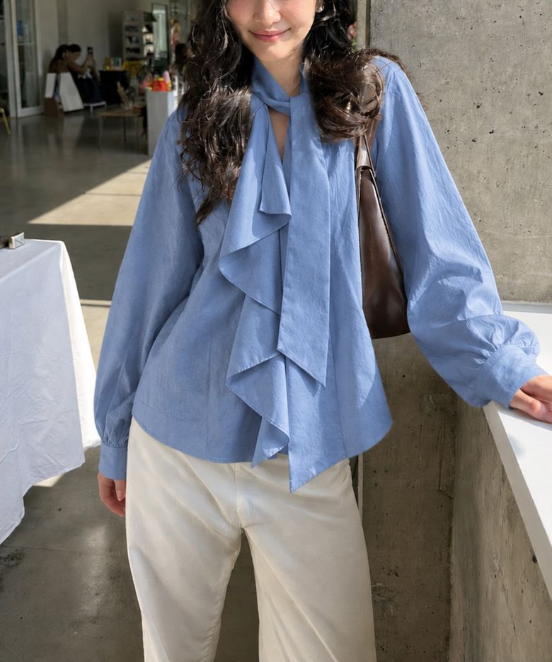 Old Money Blouse Sky Blue