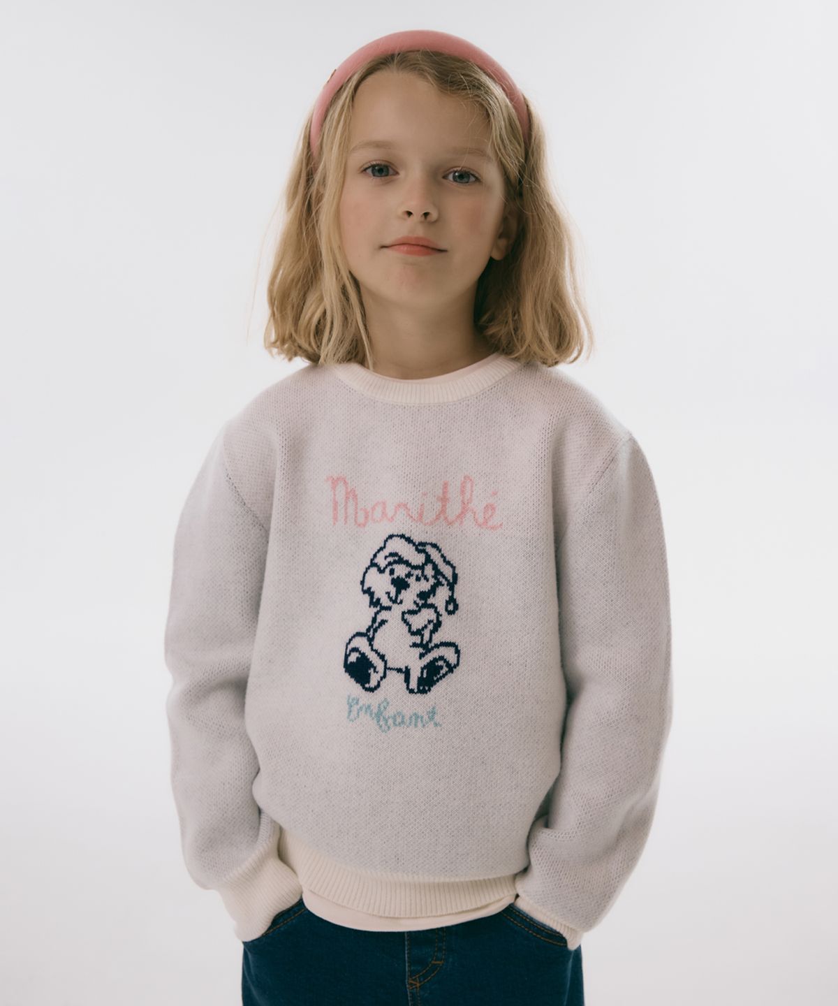 마리떼 키즈(MARITHÉ KIDS) ENFANT BEAR KNIT PULLOVER ivory