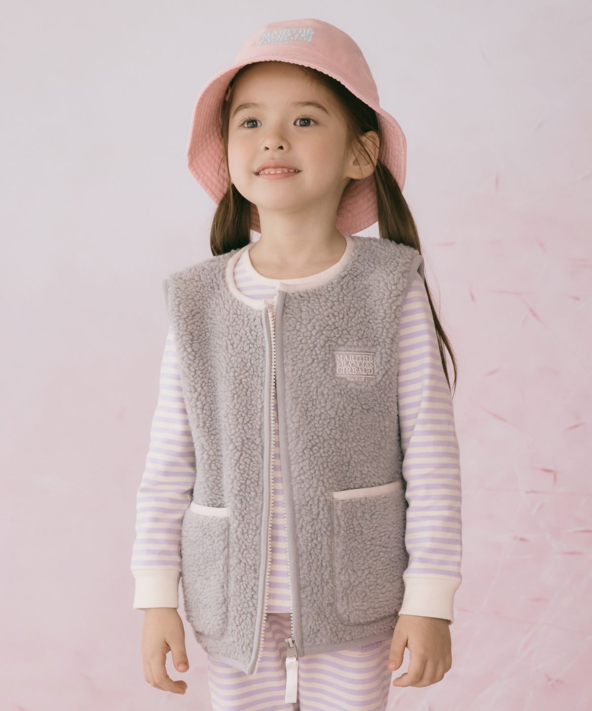 마리떼 키즈(MARITHÉ KIDS) ENFANT CLASSIC LOGO FLEECE VEST gray