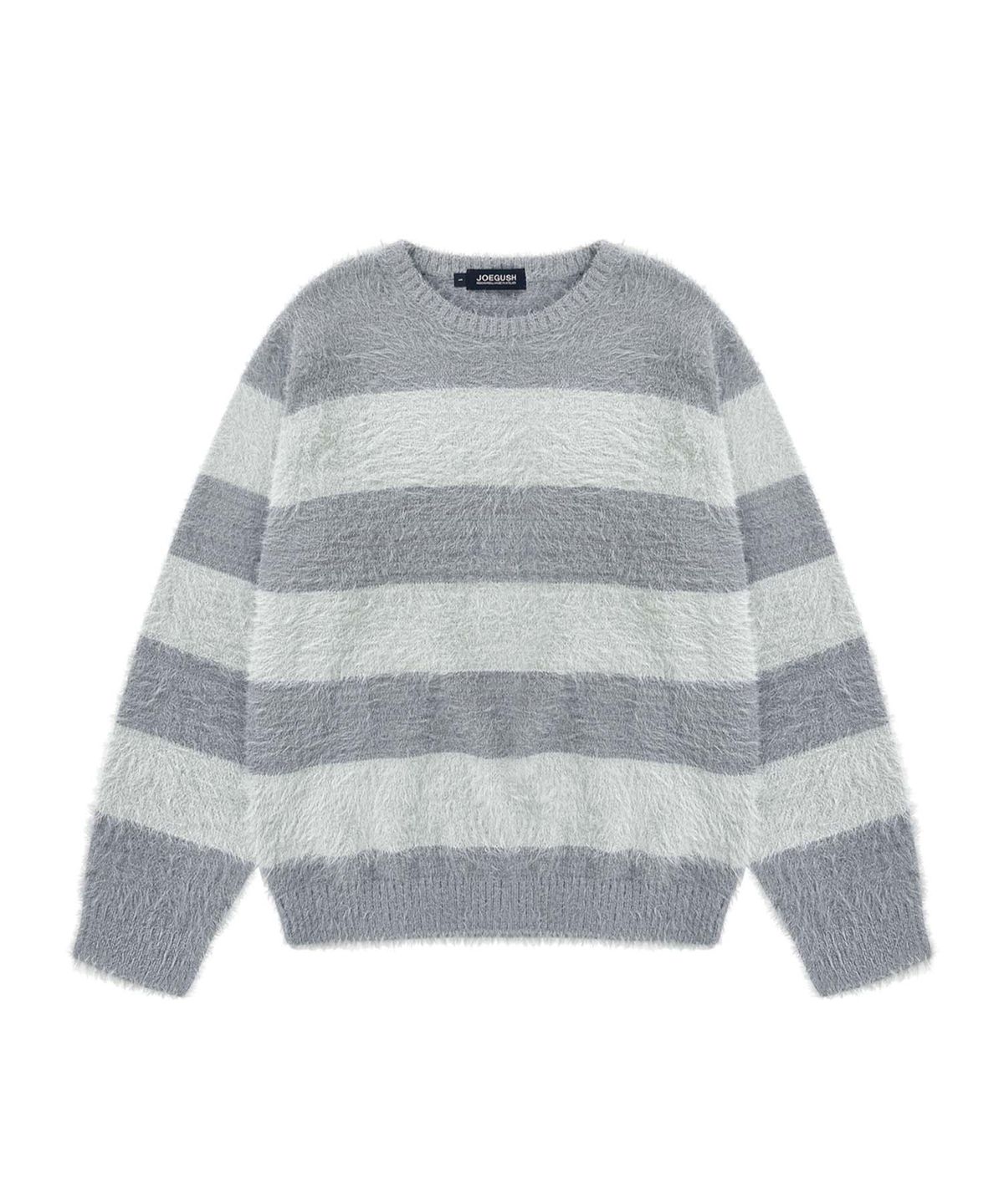 조거쉬(JOEGUSH) Fluffy Striped Mohair Knit (Grey/Ash Mint)