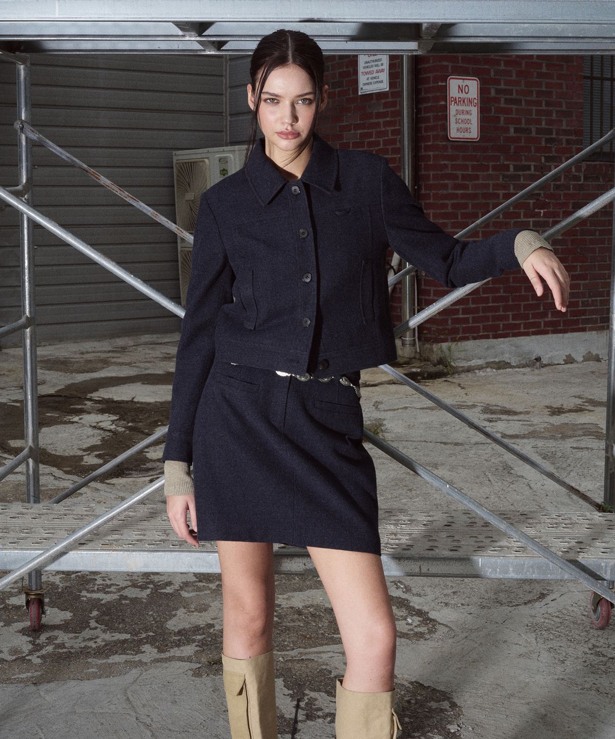 에트몽(ETMON) Collar Classic Jacket, Navy