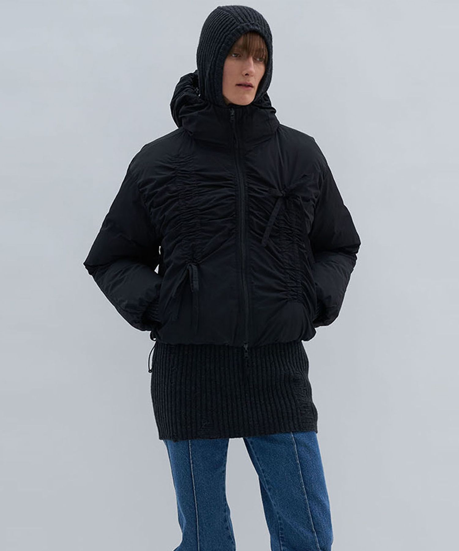 激安/新作 | MUSINSA PARTIMENTO puffer hooded shirring Reversible WOMEN ジャケット・アウター