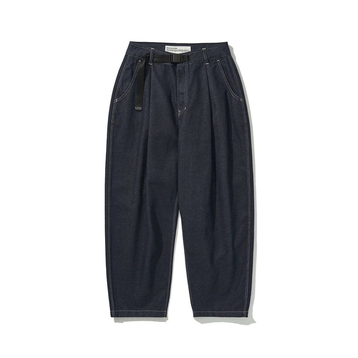 히즈핸더(HISHANDER) BELTED WIDE TAPERED DENIM PANTS