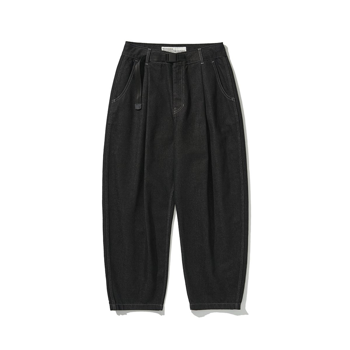 히즈핸더(HISHANDER) BELTED WIDE TAPERED DENIM PANTS