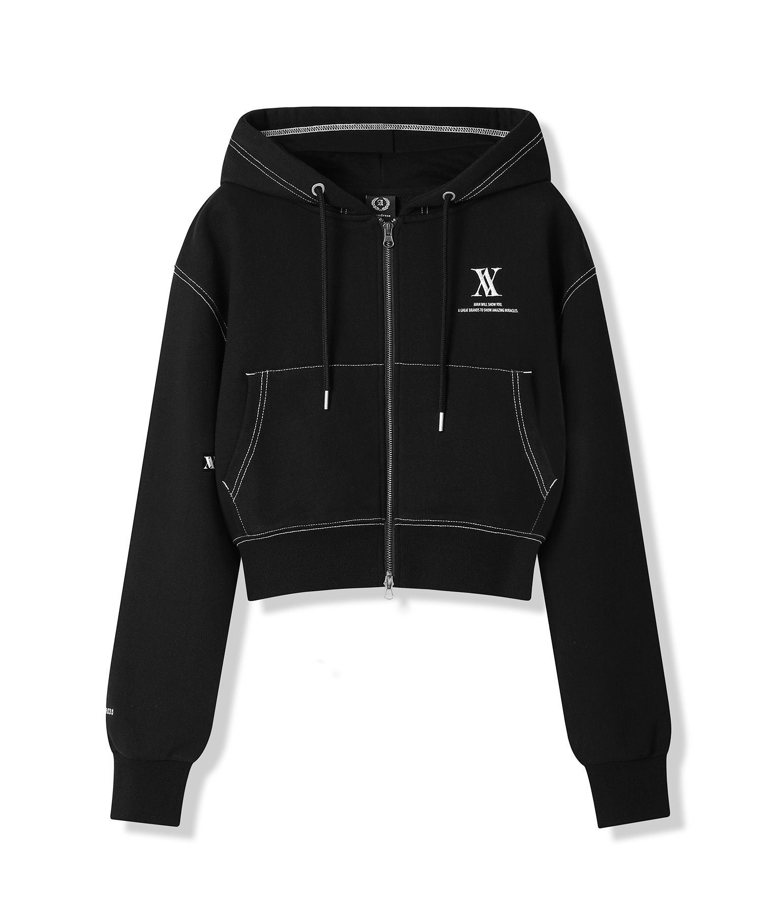 アウターその他 AVANDRESS AV LOGO CROP HOOD ZIPUP NAVY MUSINSA | AVANDRESS AV LOGO CROP HOOD ZIP-UP BLACK STITCH