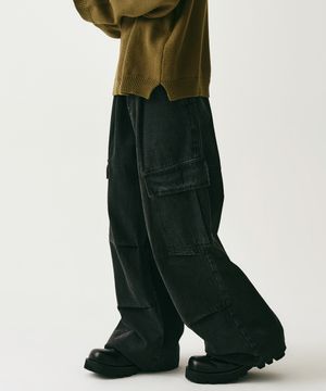 Side Big Cargo Pants BLACK