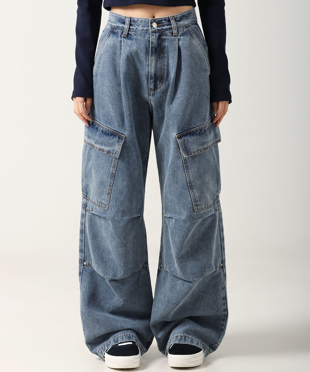 어반드레스(AVANDRESS) Side Big Cargo Pants BLUE