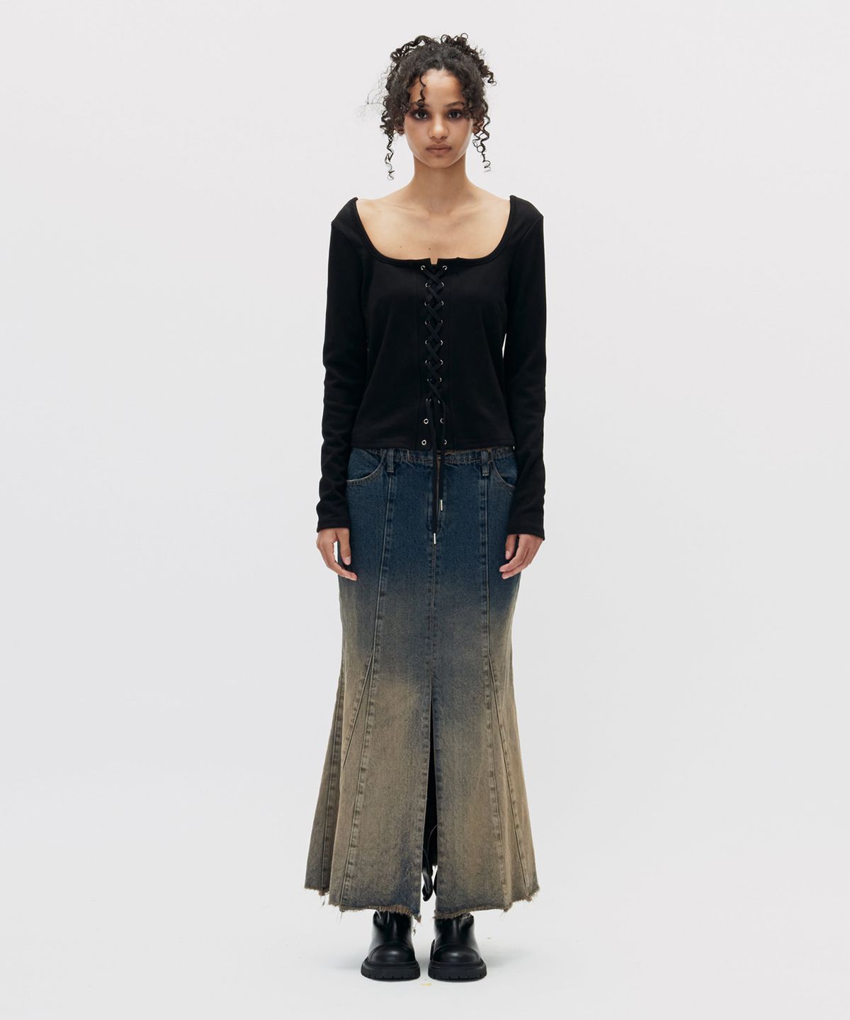 쎄쎄쎄(SETSETSET) GRADATION MERMAID FIT DENIM SKIRT BLUE