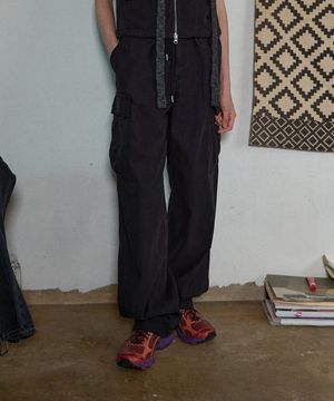 COTTON CARGO PANTS - BLACK