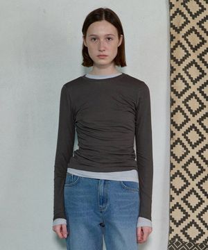 LAYERED LONG SLEEVE T-SHIRT - CHARCOAL