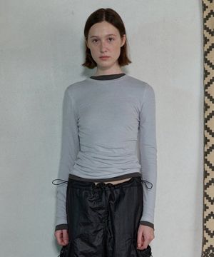 LAYERED LONG SLEEVE T-SHIRT - GRAYISH BLUE