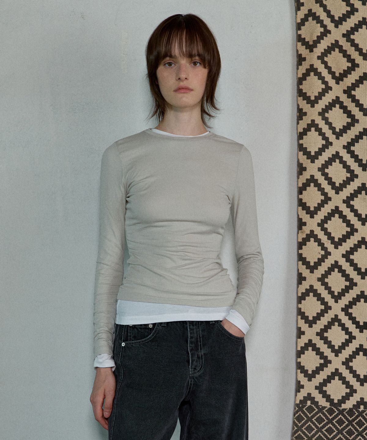 아옵트(AOPT) LAYERED LONG SLEEVE T-SHIRT - LIGHT SAGE