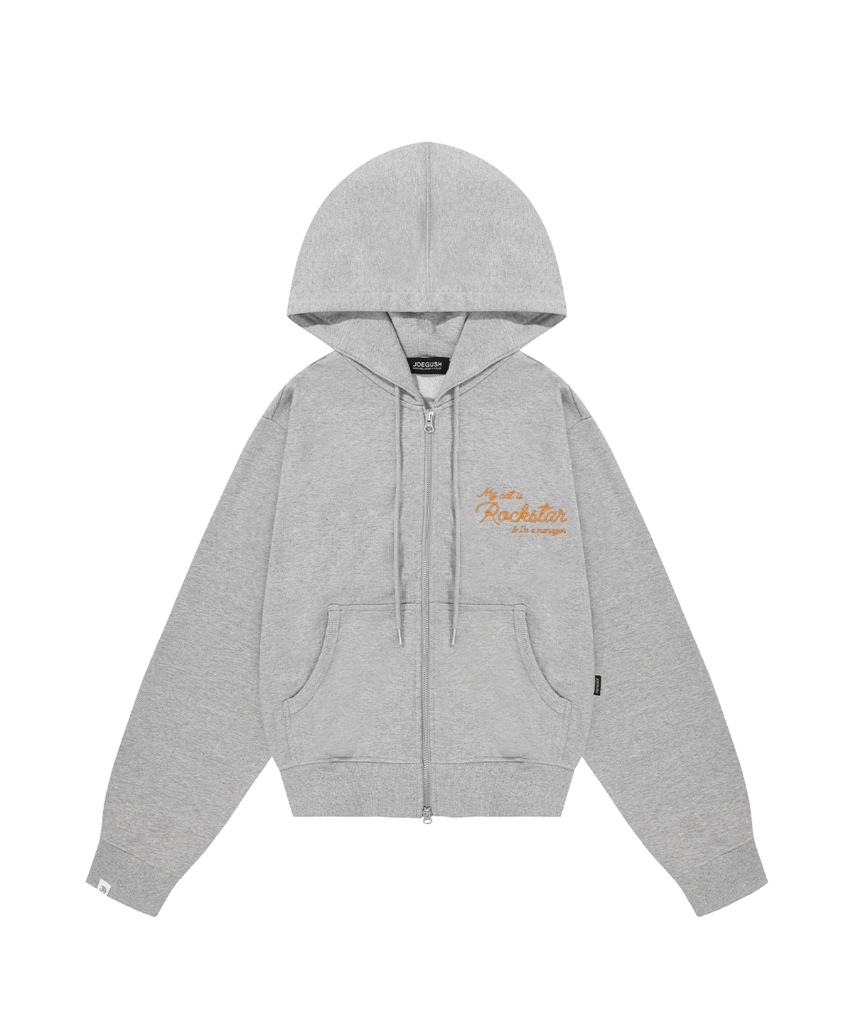조거쉬(JOEGUSH) Cursive Handwriting Hoodie Zip-up (Grey)
