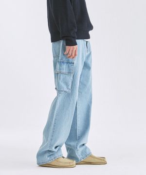 와이드 카고 데님 팬츠(라이트블루)