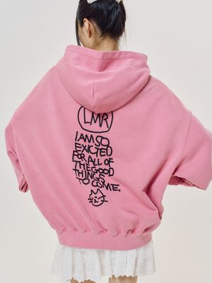 심볼 로고 드로잉 레터링 다잉 후드 PINK