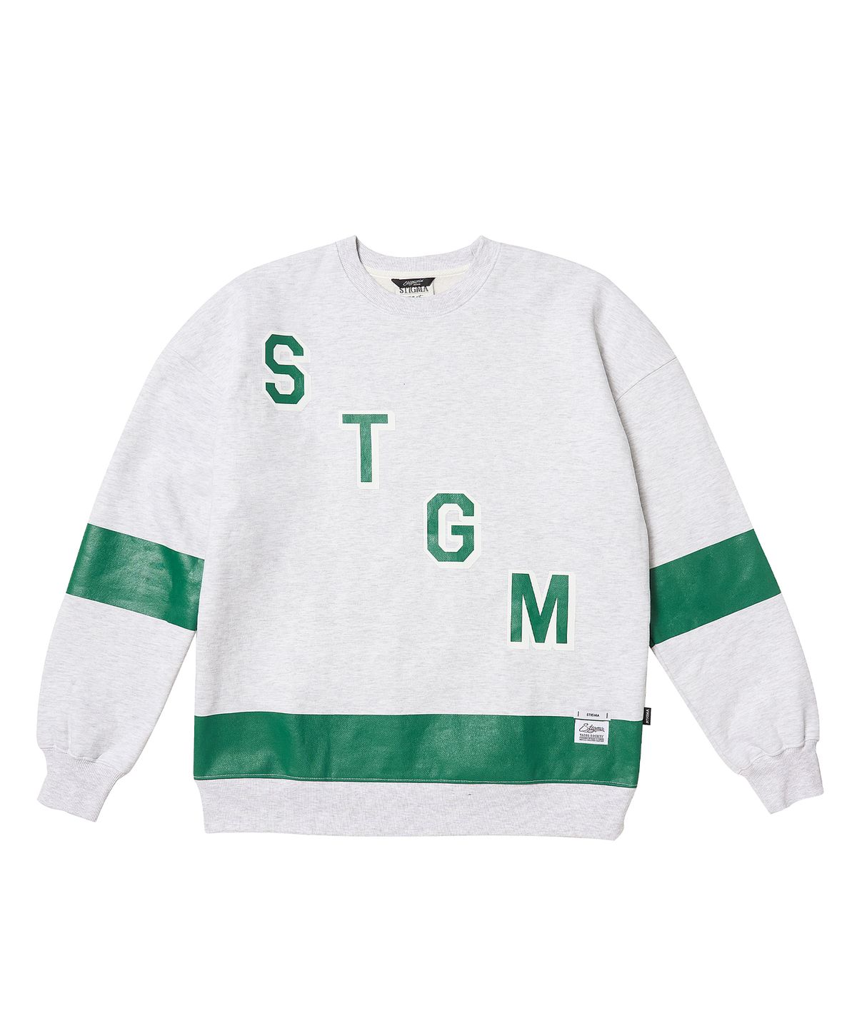 스티그마(STIGMA) COLLEGE OVERSIZED CREWNECK WHITE MELANGE